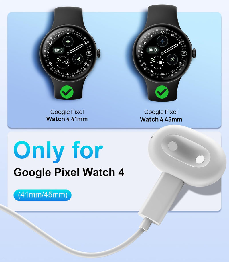TiMOVO Portable Charger Compatible with Google Pixel Watch 4 41mm/45mm | Magnetic Charging Stand for Pixel Watch 4, Compact Fast-Charging with Side Dock, Convenient for Travel 1 pack