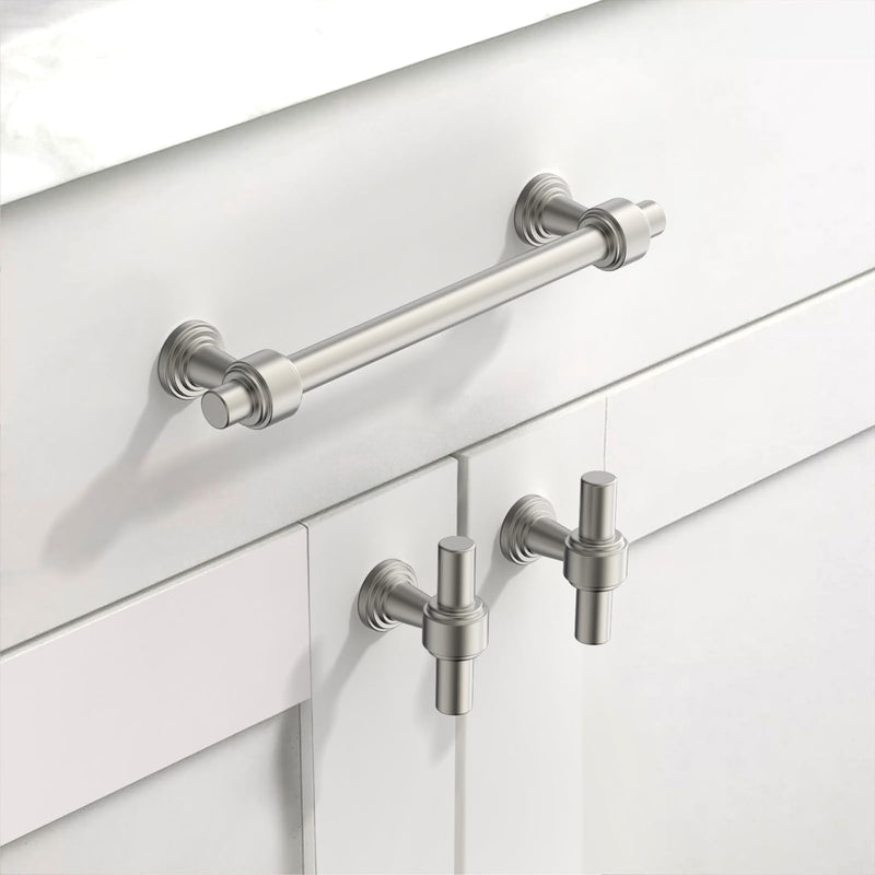 10 Pack 1"(25mm) Brushed Satin Nickel Cabinet Knobs for Cabinets and Drawers Kitchen Cabinet Hardware Nickel Dresser Knobs CK0081