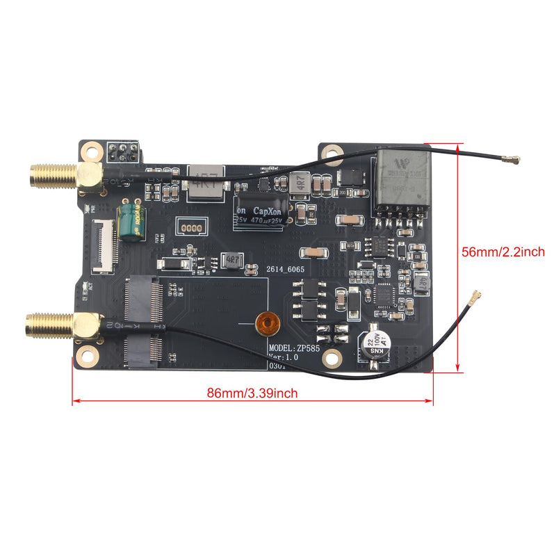 ZDE ZP585 PoE+ HAT PCIe to M.2 E Key WiFi7 6 6E 5 HAT Adapter Expansion Board Power Over Ethernet for Raspberry Pi 5 Support Google TPU WiFi 7 BE200 WIFI6E AX210 MT7922 WIFI6 AX200