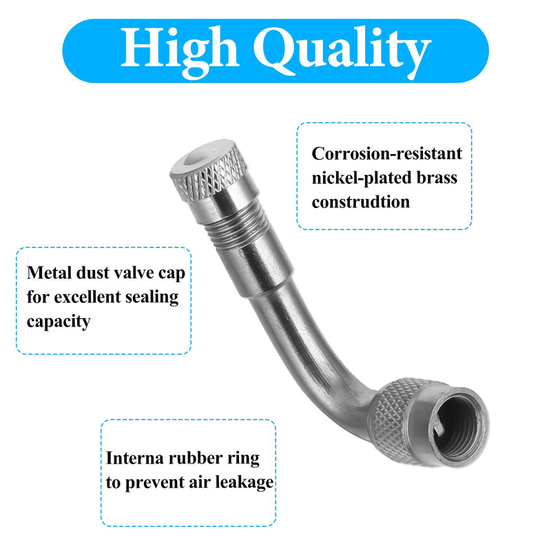 6 Pack 45 Degree 90 Degree 135 Degrees Metal Valve Stem Extenders, Dually Valve Stem Extenders Universal Valves Extensions for Wheels Passenger Cars RV Stroller Bicycles Motorcycles Trailer, Silver
