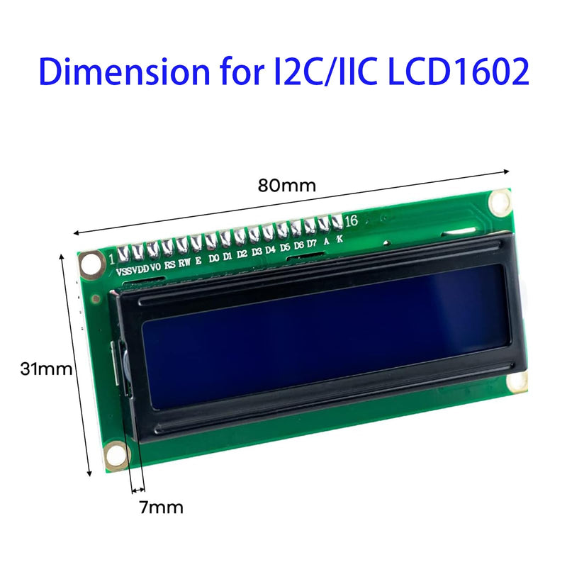 3pcs I2C IIC 1602 LCD Display Module 16x02 LCD Screen Module Compatible for Arduino Raspberry Pi + 3pcs 20CM 20Pin Female Male Jumper Wires 3PCS-1602I2C