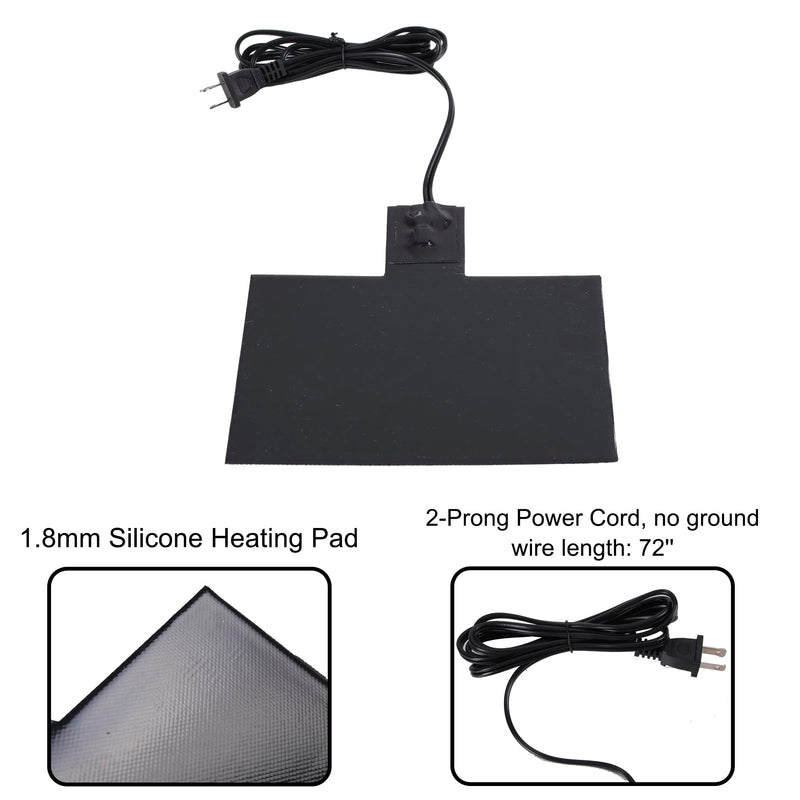 8-1/2'' x 7-7/8'' Silicone Battery Heater Pad with Thermostatically Control and Plug, Automotive Electric Silicone Battery Warmer Pad, 120V, 60Watts, Grey