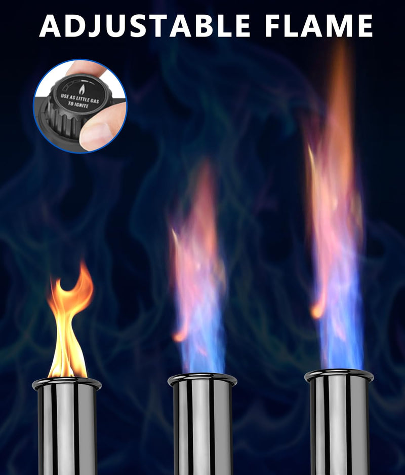 Powerful Propane Torch with Detachable Design, Kitchen Blow Torch Gun with Adjustable Flame, Torch Burner Flamethrower for BBQ, Charcoal Lighter, Campfire, Weeding (Tank Not Included) Detachable-silver