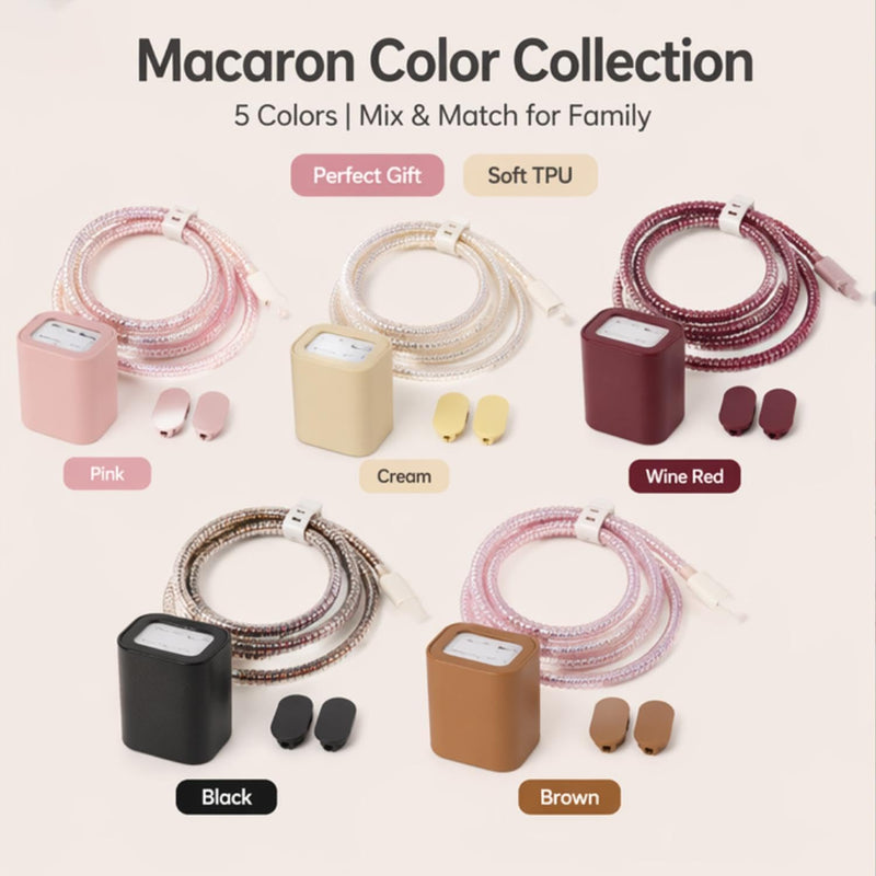 Multifunctional Chargers Protector Elegant Charging Adapter Cover Set Beige | Charging Adapter Cover Set with Integrated Cable Wrap Guard Set Phone Device Case