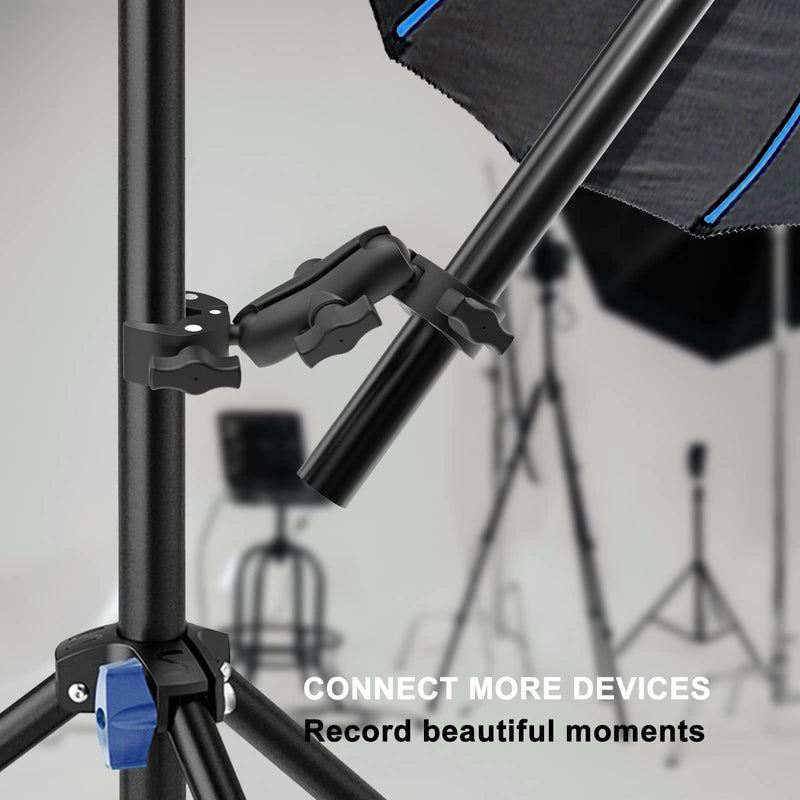 Super Clamp Double Camera Clamp, Crab Plier Clip Bracket Monitor Magic Arm Adapter for Desk Photo Studio Light Stand, Photography Reflector, Photo Boom Stand, Cross Bars, Pole Stick Shoot Accessories Height:8.8"Double Handlebar Clamp