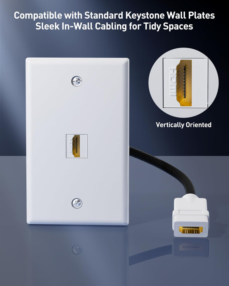 VCELINK HDMI 2.1 Keystone Jack and Coupler 7.09 in, Female to Female Pigtail Cable HDMI Coupler for Keystone Wall Plate, HDTV, Game Console, Laptop, Support 8K@60Hz & 4K@120Hz, 5 Pack 8K 5 Pack