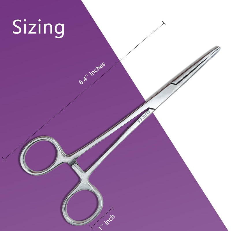 MJW Professional Hemostat Fishing Forceps of Stainless Steel Used as Jewelry, Fly Fishing Forceps and Unhooking Fish Pliers – Pet, Dog Ear Hair Grooming Tweezers (6" Forcep Curved) 6" Forcep Curved