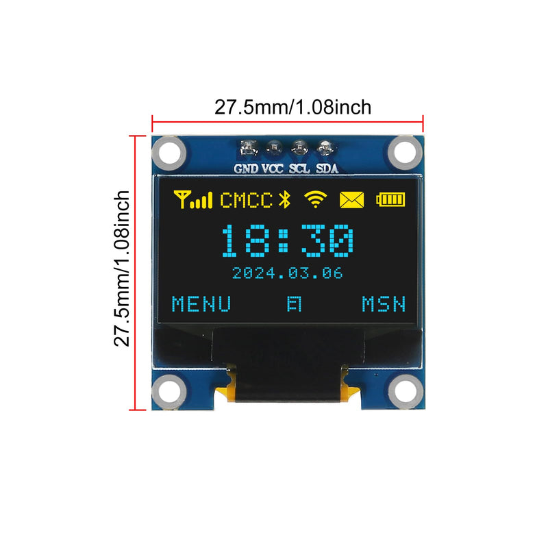 AITRIP 10 Pieces 0.96 Inch OLED I2C IIC Display Module 12864 128x64 Pixel SSD1306 Mini Self-Luminous OLED Screen Board Compatible with Arduino Raspberry Pi(Blue and Yellow) Blue and Yellow