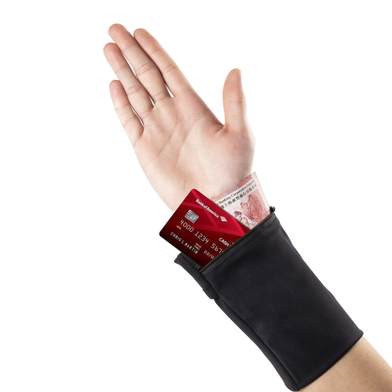 1 Pack Pocket Wrist Wallet Wrist Cell Phone Holder, Ankle Wallet, Sweat Bands, Armband, Hidden Pouch, Wristlet Wallet for Travel, Outdoor Sports Running (L) L