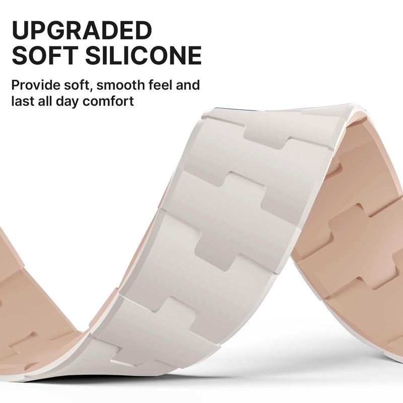 Bandletic Magnetic Silicone Compatible with Apple Watch Bands for Women | Double Sided Wearable, Soft Magnet Sport Strap for iWatch Series 11/10 42mm, 9/8/7 41mm, SE3/SE2/SE/6/5/4 40mm, 3/2/1 38mm Starlight/Milk Tea 38mm/40mm/41mm/42mm(series 11 10)