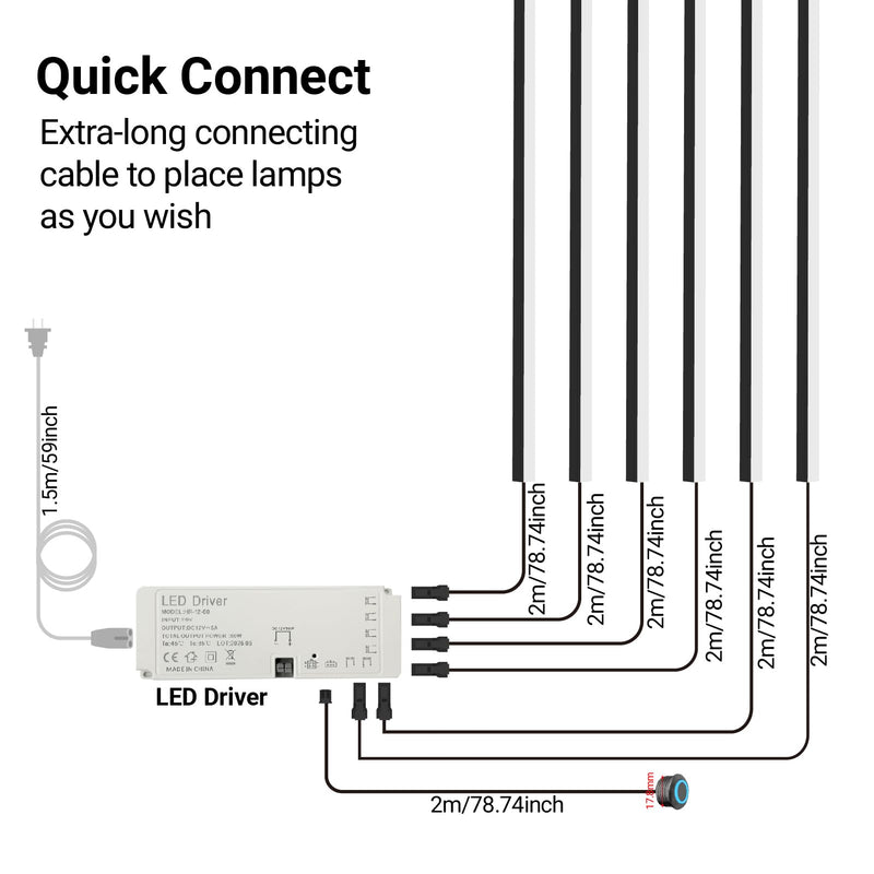 HAMRVL Black Wall Panel Lights, 6PCS 16-Inch 3000K Warm White Wall LED Lights Strip with Touch Switch, Self-Adhesive Dimmable Slat Wall Lights for Wood Slat, Bedroom Fluted Panel, Kitchen Cabinet Black - Warm White 3000K 16" × 6