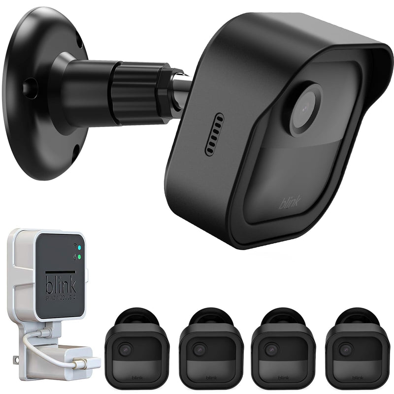 Wall Mount for Blink Outdoor 4 (4th Gen) & Blink Outdoor (3rd Gen), 4 Pack Weatherproof Protective Housing and 360° Adjustable Mount with Sync Module 2 Mount (Blink Camera Not Included, Black)