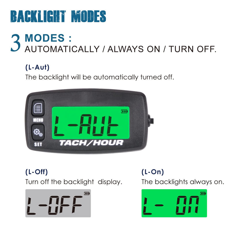 2 Pieces Runleader Digital Maintenance Tach/Hour Meter,Battery Replacement for Small Gas Engine,Used on Riding Lawn Tractor Generator Compressor Chainsaws Outboard Motor Pressure Washers (2)