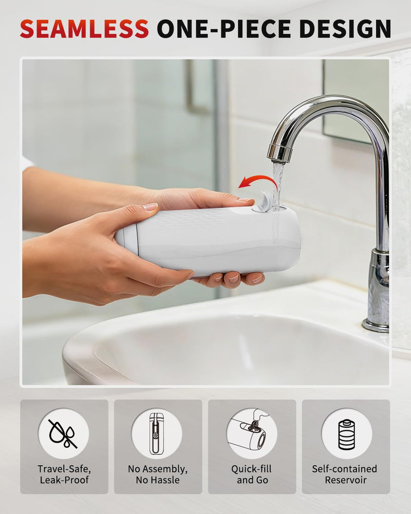 Rainsworth Portable Electric Bidet for Travel, 350ML Large Capacity, Rechargeable 1600mAh with Adjustable Nozzle, Dual Flow Modes, IPX6 Waterproof, Personal Cleaner for Women & Men, Travel, Commute Pink