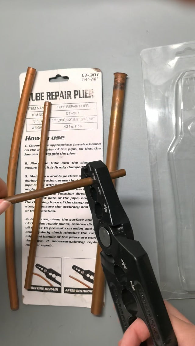 Manual Copper Tube Rounder - 6 Hole Pipe Repair Pliers for 1/4" 3/8" 1/2" 5/8" 3/4" 7/8" OD ACR Copper, Aluminum & Steel Tubing - HVAC & Refrigeration Tool by ProCraft Tool Black