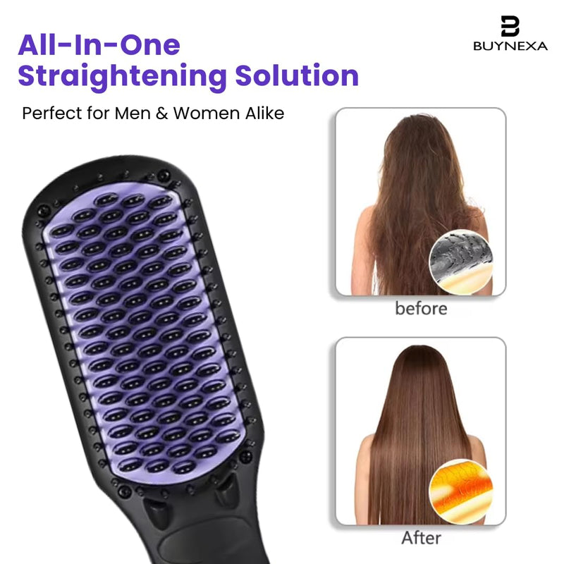 Professional 3-in-1 Hair Straightener Brush – Quick-Heating Ceramic Ionic Hot Comb with Anti-Scald Safety, LCD Display & Dual Voltage for Travel and Everyday Use