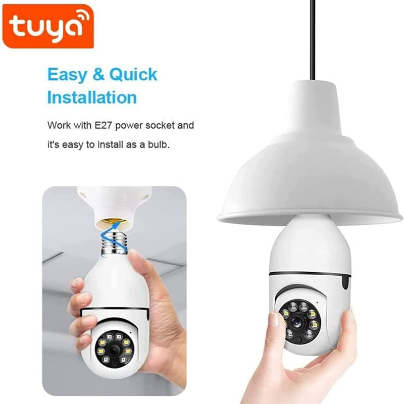 Light Bulb Security Camera, 5GHz 2.4GHz ,Degree Pan/Tilt Panoramic IP Security Camera, TUYA WiFi 1080P Smart Home Surveillance Cam with Motion Detection Alarm Night Vision Two Way Talk Indoor E27 5GHz-2.4GHz-plug