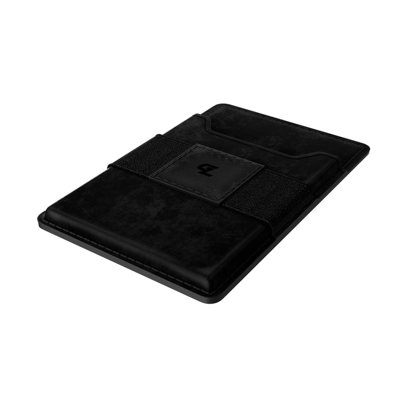  [AUSTRALIA] - Groove Life Black Leather Groove Wallet Go - Men's Minimalist Interchangeable microsuction technology Credit Card Holder with Magsafe, cash strap. Lifetime Coverage Black Leather Go