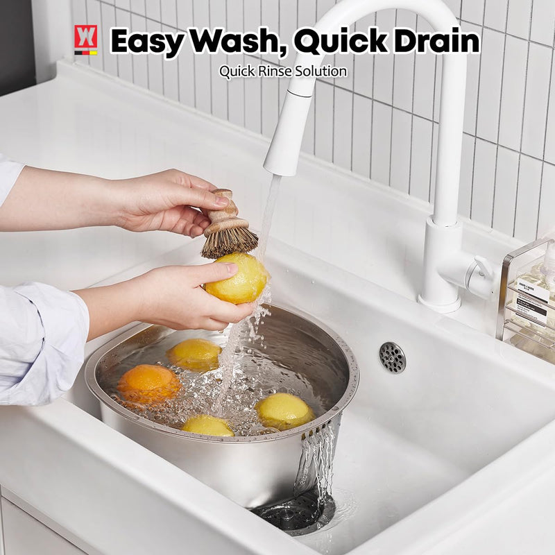 WAGENSTEIGER D-Shaped Stainless Steel Dishpan, Kitchen Sink Wash Basin Tub for Dishes, Vegetables & Fruit, Heavy Duty Metal Dish Tub (8.45 Qt)