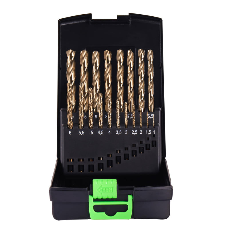 M35 Cobalt 5% Metric Drill Bit Set, 19Pcs 1mm-10mm Twist Drill Bits for Metal and Hardened Steel, with Index Storage Box