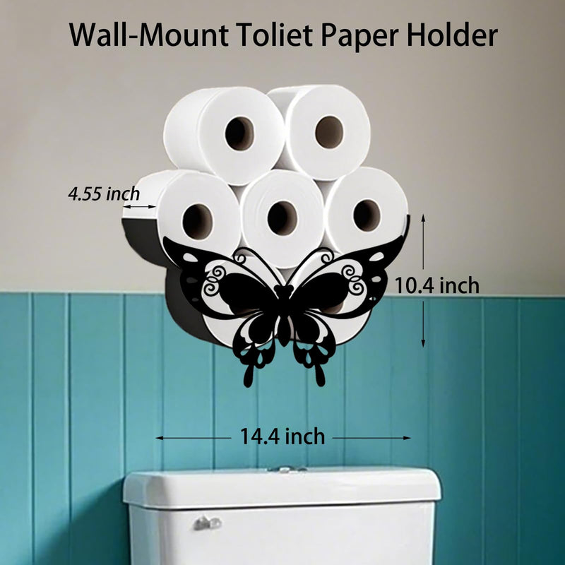 Lovely Butterfly Toilet Tissue Holder,Animal Paper Holders,Decorative Metal Papers Holder,Funny Toilet Animal Storage for Bathrooms,Bathroom Paper Organizer for Extra 8 Rolls Wall Mounted Art Decor W Lovely Butterfly