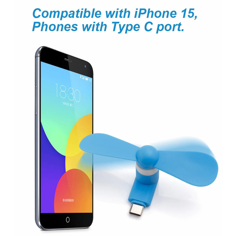 MIMIRACLE Mini Cellphone Fan Portable Mobile Phone Fan Compatible with TypeC iPhone and TypeC Phone, Summer Accessories (6 Pack)