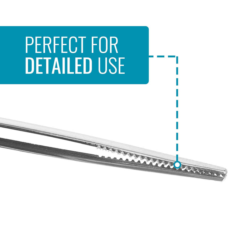 MABIS Stainless Steel Dressing Forceps, 5.5 Inch Serrated Thumb Forceps for Medical, Veterinary, First Aid, Lab, and Precision Tasks, Strong Grip 5.5 Inch (Pack of 1)
