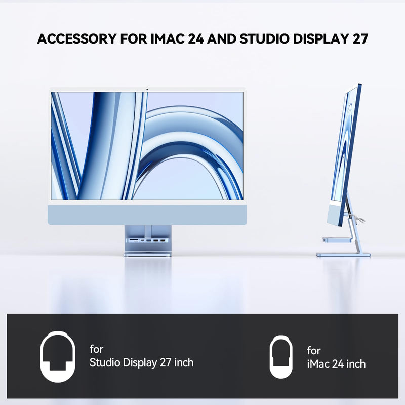 Minisopuru iMac Accessories – USB C Hub for iMac 24 inch 2021/2023 with USB 3.2 10Gbps, iMac USB Adapter Compatible with iMac 24 M1/M3 and Studio Display 27 inch, Blue (without SSD Port).