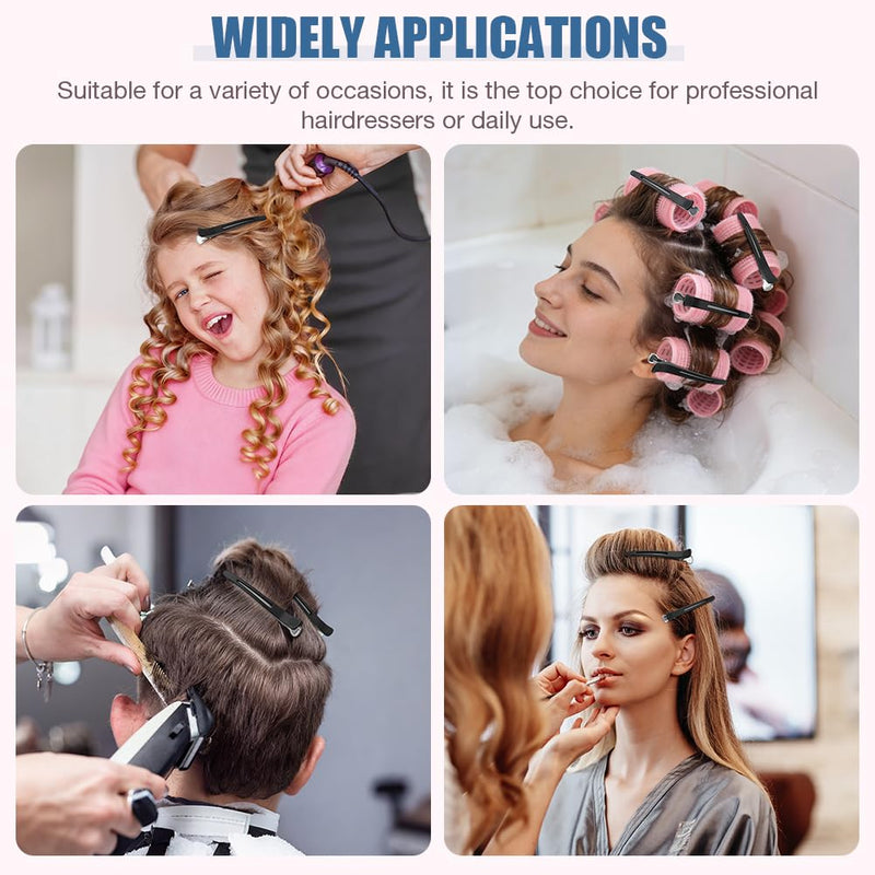 6PCS Professional Hair Clips for Styling Sectioning, Anti-Slip Sectioning Hair Clips, No-Trace hair Sectioning clips, Salon and Home Hairs Roller Clip for Women, Men, Hairdresser (Black) #A 6PCS Black