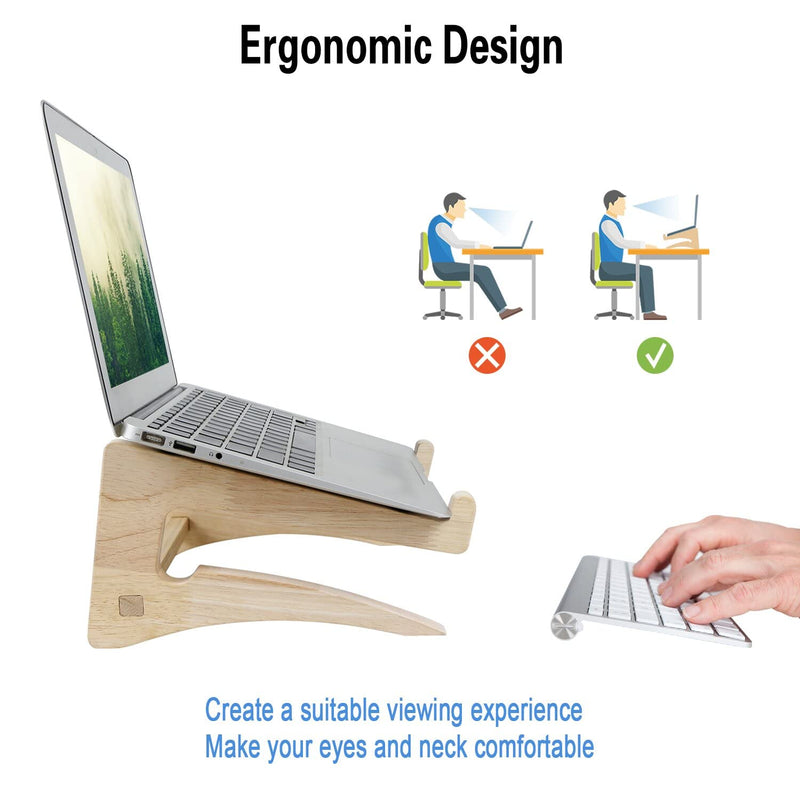 UI U & I Laptop Stand, Wooden Laptop Stand, Detachable Wooden Notebook Holder Mount Stand for Desk, 11-14inch Compatible with Apple MacBook Air Mac Pro, HP, DELL, Acer, Toshiba, Surface, Lenovo etc small