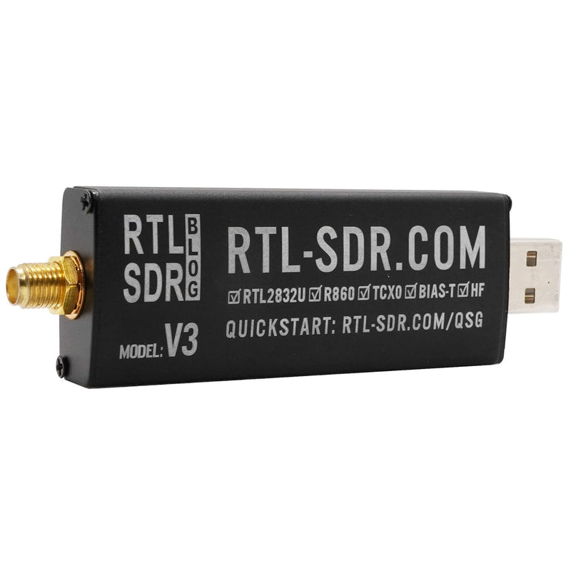 RTL-SDR Blog V3 R860 RTL2832U 1PPM TCXO SMA Software Defined Radio (Dongle Only) (Black) Black