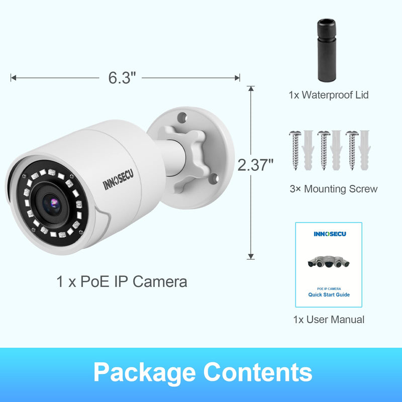 5MP Bullet PoE Camera, IP Surveillance Security Camera, Waterproof Outdoor IP67, Built-in Mic, 2.8mm Lens Wide Angle 110°, Night Vision 100ft, AI Human&Vehicle Detection, INB5GR38F (White) 5MP CAMERA