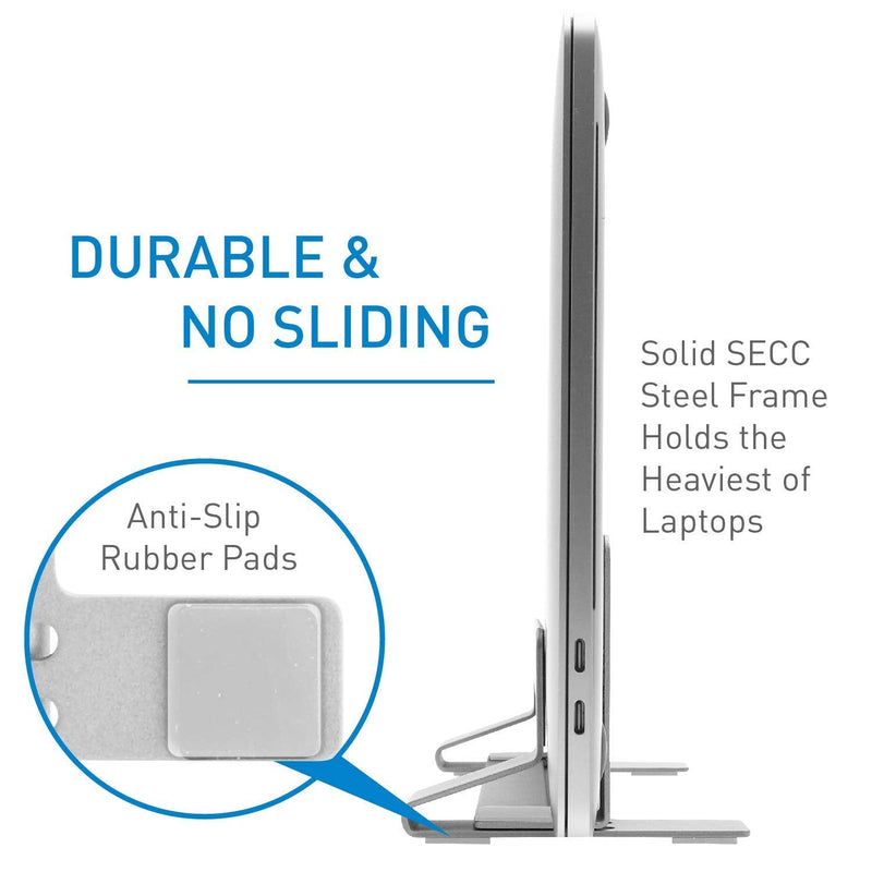 Macally Mini Wired Keyboard and an Adjustable Vertical Laptop Stand, Universal Design to Fit Any Laptop