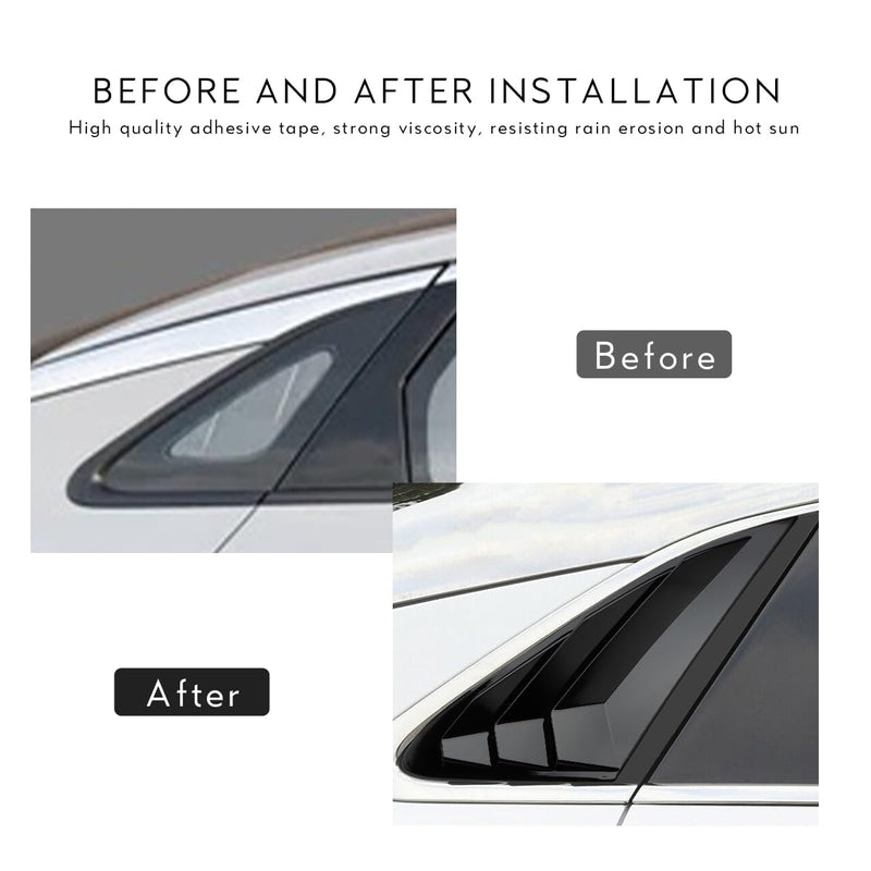 Rear Side Window Louvers Compatible for 2021 2022 2023 2024 2025 Kia K5 Accesories Sport Style Air Vent Cover (Glossy Black) Glossy Black