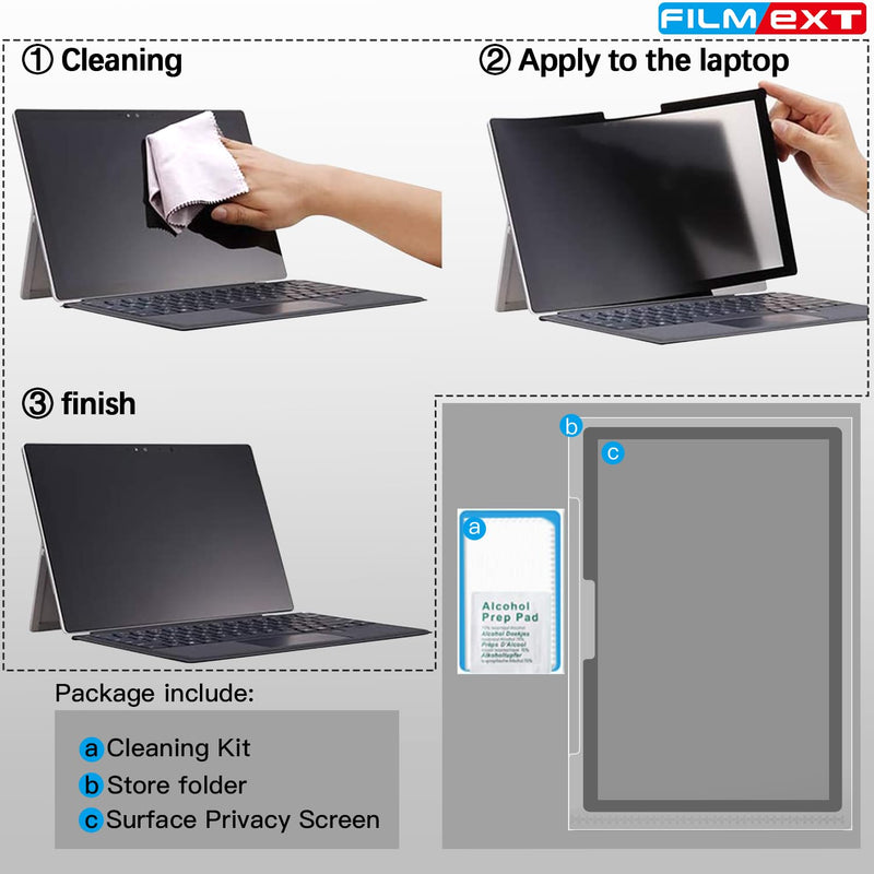 FILMEXT Privacy Screen Protector for Microsoft Surface Laptop 13.5 inch 2/3/4/5 th Generation,Removable Surface Laptop Privacy Screen 13.5" Anti-Spy Anti-Glare Blue Light Filter