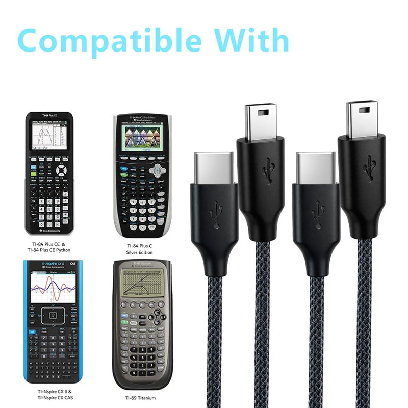 Charger 1-Pack USB-C Charging Cable Adapter, Compatible with TI-84 Plus CE, TI-84 Plus C Silver Edition, TI 89 Titanium, and TI Nspire CX/TI Nspire CX CAS Graphing Calculator