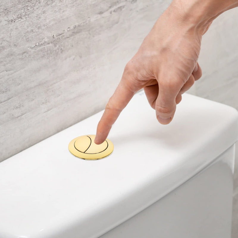 Angoily Toilet Push Button Replacement 2 Pcs Dual Flush Toilet Button for Bathroom Cistern 48Mm Tank Buttons Brushed Gold Water Tank Accessory Easy Install