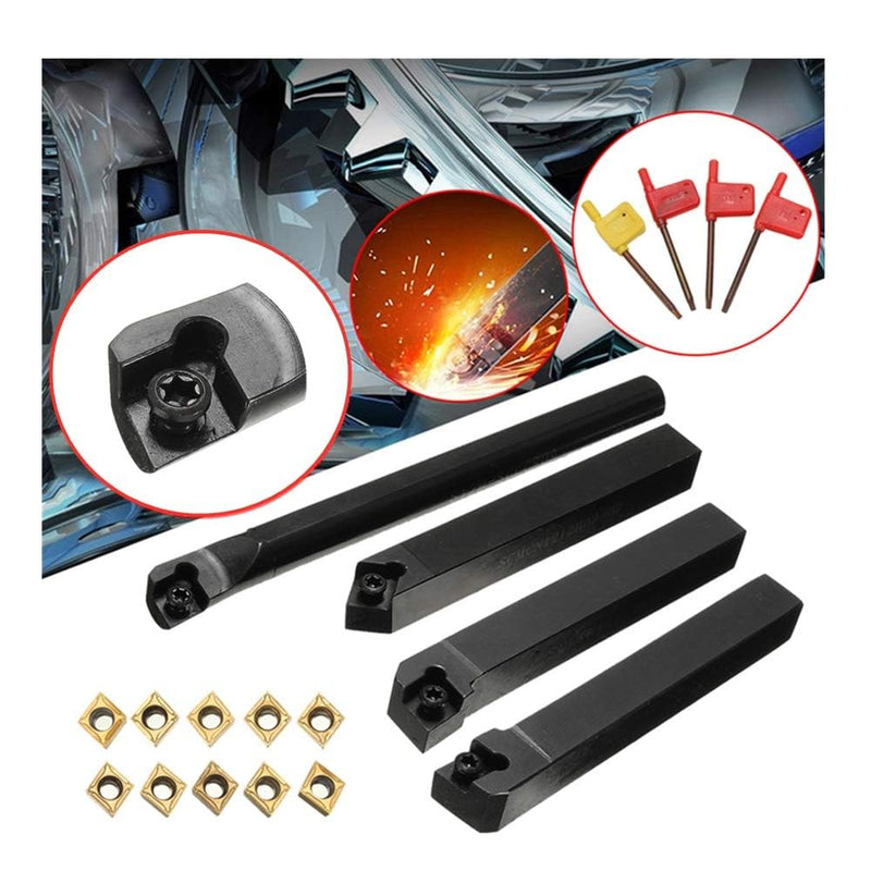 14Pcs Indexable Lathe Turning Tool 1/2"12mm,4PCS Metal Lathe Tools Holder S12M-SCLCR09,SCMCN1212H09,SCLCL1212H09,SCLCR1212H09 With 10pcs CCMT09T304 Carbide Inserts S12m-sclcr09/Sclcr1212h09/Sclcl1212h09/Scmcn1212h09+10Pcs ccmt09t304