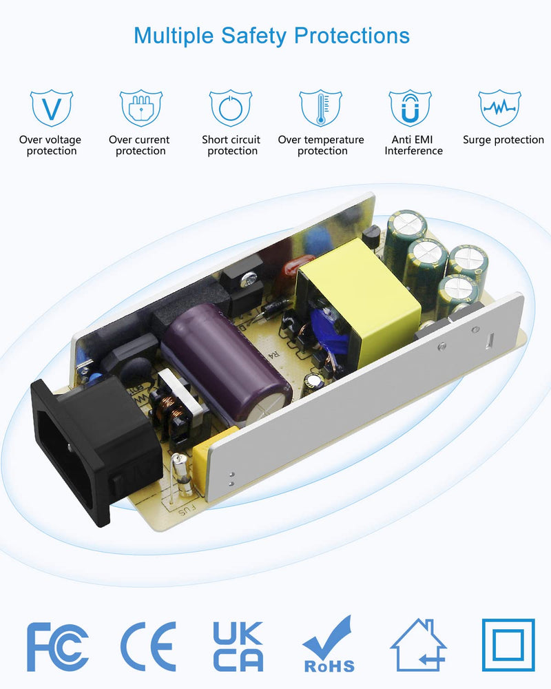 ALITOVE Security Camera Power Supply Adpter 12V 5A with 8 Way Power Splitter Cable 5.5x2.1mm, 100-240V 50-60Hz AC to DC Converter for Analog AHD CCTV DVR Surveillance System (Extended Version 14.5ft) 5A (8-Way)