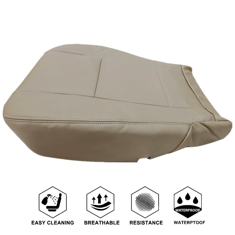 NLQR Front Driver or Passenger Side Bottom Replacement Seat Cover Tan Microfiber Leather Compatible with Toyota Sequoia Tundra 2000 2001 2003 2004 2005 2006