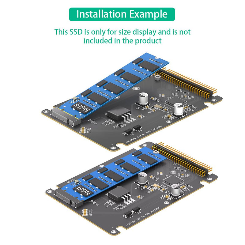 M.2 NGFF Key B SATA SSD to IDE ATA 44 Pin Adapter, Support 2230/2242/2260/2280,(Black)