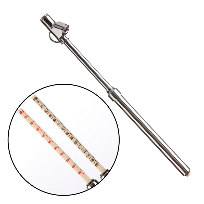 CZC AUTO Tire Pressure Gauge, Straight-on Foot Dual Head Chucks Auto Service Gage, Heavy Duty Air Gauge 10-150PSI 100-1000KPa for Car Truck RV Van (1 Pack, Silver) 1