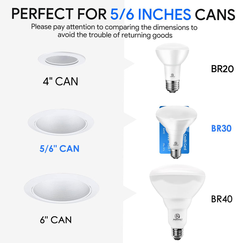 Energetic LED Flood Light Bulbs BR30 Indoor, 65W Equivalent, Dimmable, Daylight 5000K, Indoor Flood Lights for Recessed Cans, 12 Pack Daylight 5000k 65w 650lm 12 Count (Pack of 1)
