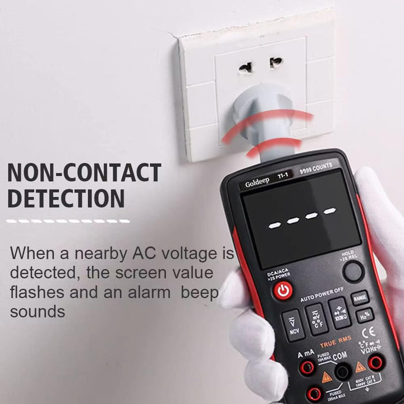 240 * 240 Resolution with 9999 Counts Multimeter, Professional Digital Multimeter for Home Inspection & Outdoor Use，-4°F to 1832°F Temp Range（Blackish red）