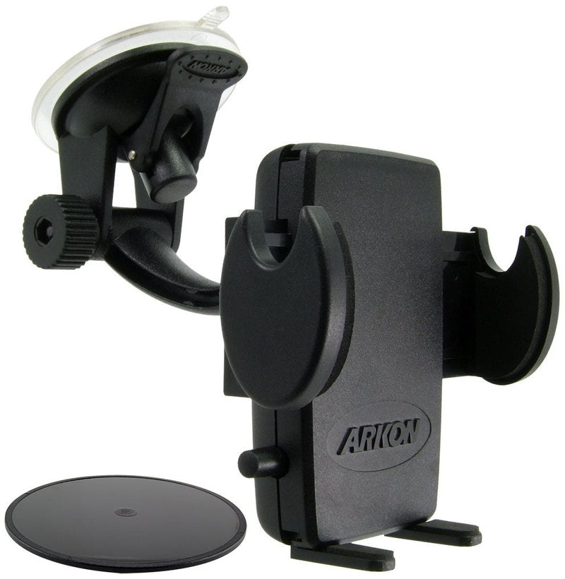 ARKON Windshield and Dash Car Phone Holder Mount & Replacement Upgrade or Additional Windshield Suction Mounting Pedestal with Flexible Gooseneck Dual T Pattern Compatible Holder Mount + Mounting Pedestal