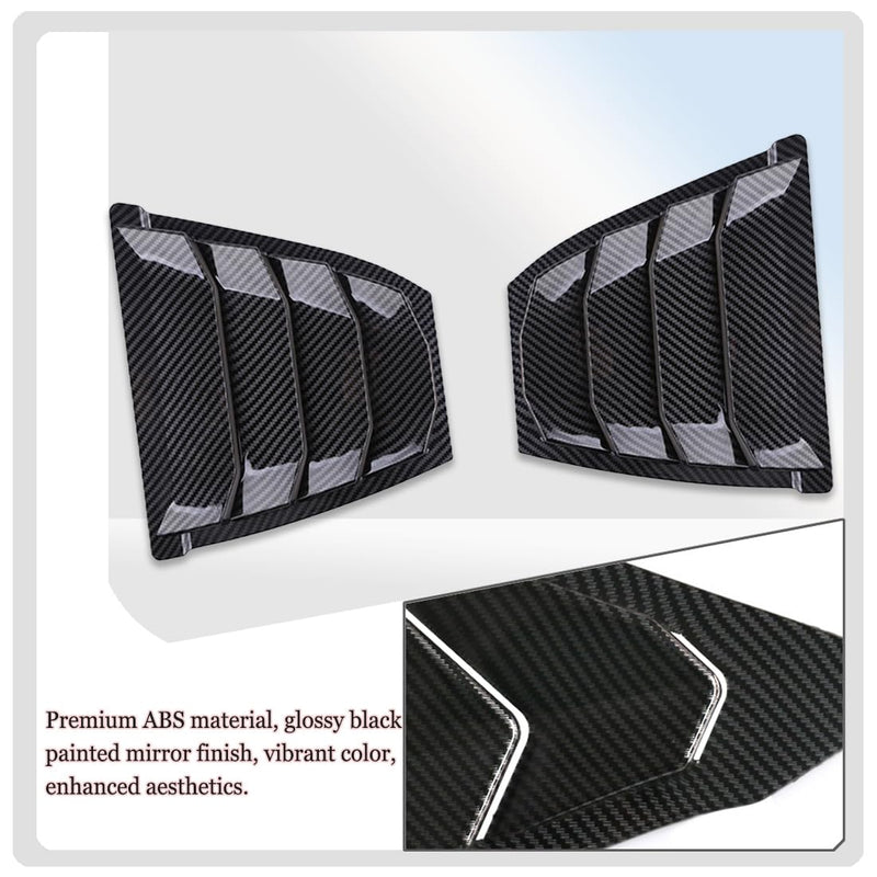 2Pcs Rear Side Window Louvers Air Vent Scoop Shades Cover Blinds Trim for MAZDA 3 Axela 2014 2015 2016 2017 2018 - ABS Carbon Fiber Sport Accessories.