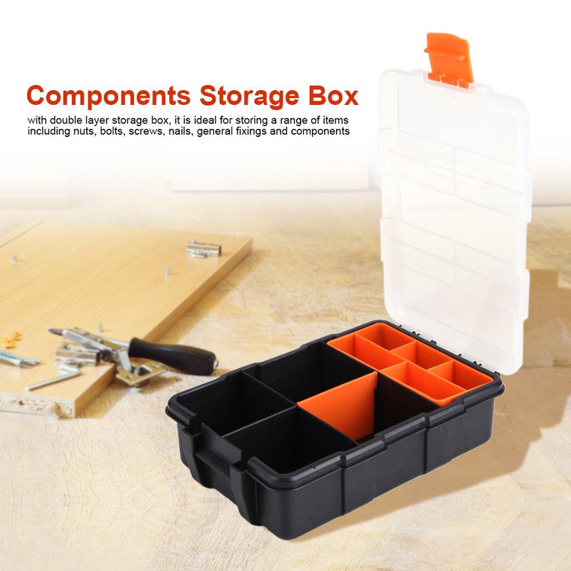 Tool Box Organizers, Components Storage Box Small Parts Tool Box Holder Hardware Storage Box Tools Organizer Container with Removable Plastic Dividers