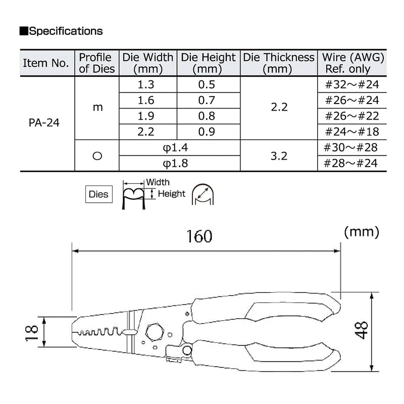 ENGINEER PA-24 Micro Connector Crimping Pliers Tool (Made in Japan) for JST XH, PH, EH & NH series, Molex Micro-Fit, KK series (AWG #32-#18) 4) For small and medium terminals (QI connector)