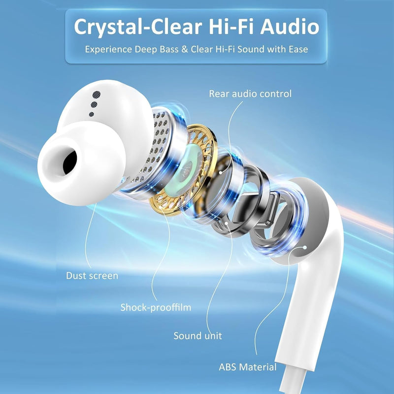 [Apple MFi Certified] USB C Headphones for iPhone 17 16 15,Wired Earbuds with Mic & Volume Control,Noise Cancelling Type C Earphones in-Ear for iPad Pro/Air,Galaxy S25 26 Ultra,Pixel 9,MacBook 2Pcs Creamy white