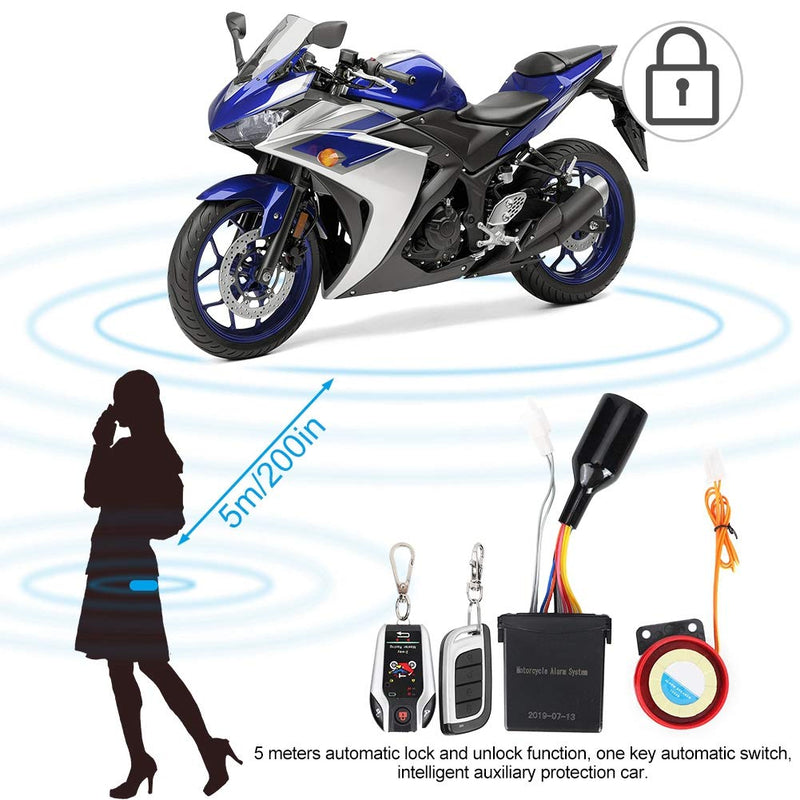 Acouto Motorcycle Alarm System Anti Theft,2 Way Remote Alarm Horn Security System with Engine Start Function for Motorcycle